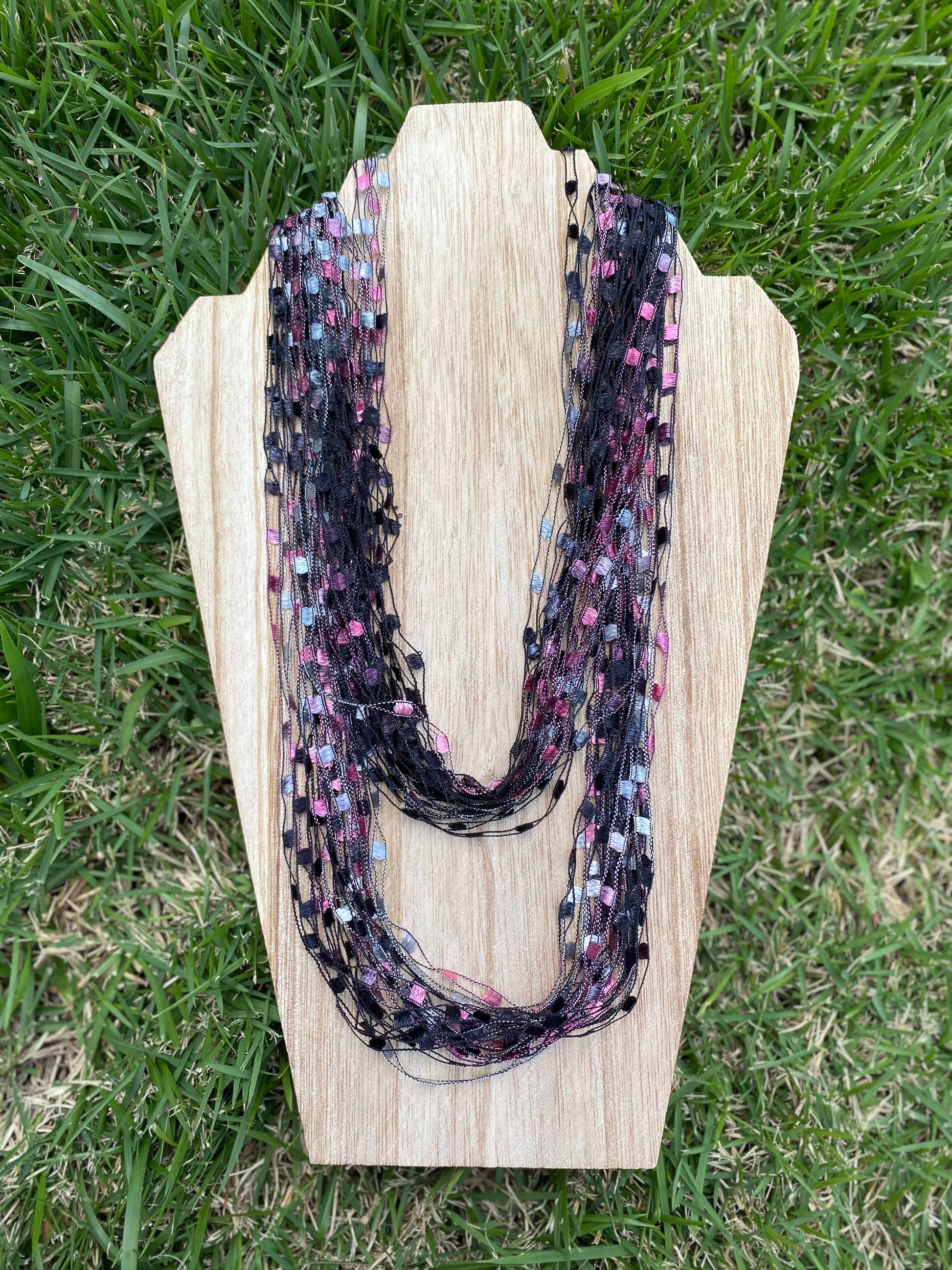 Long fabric necklace