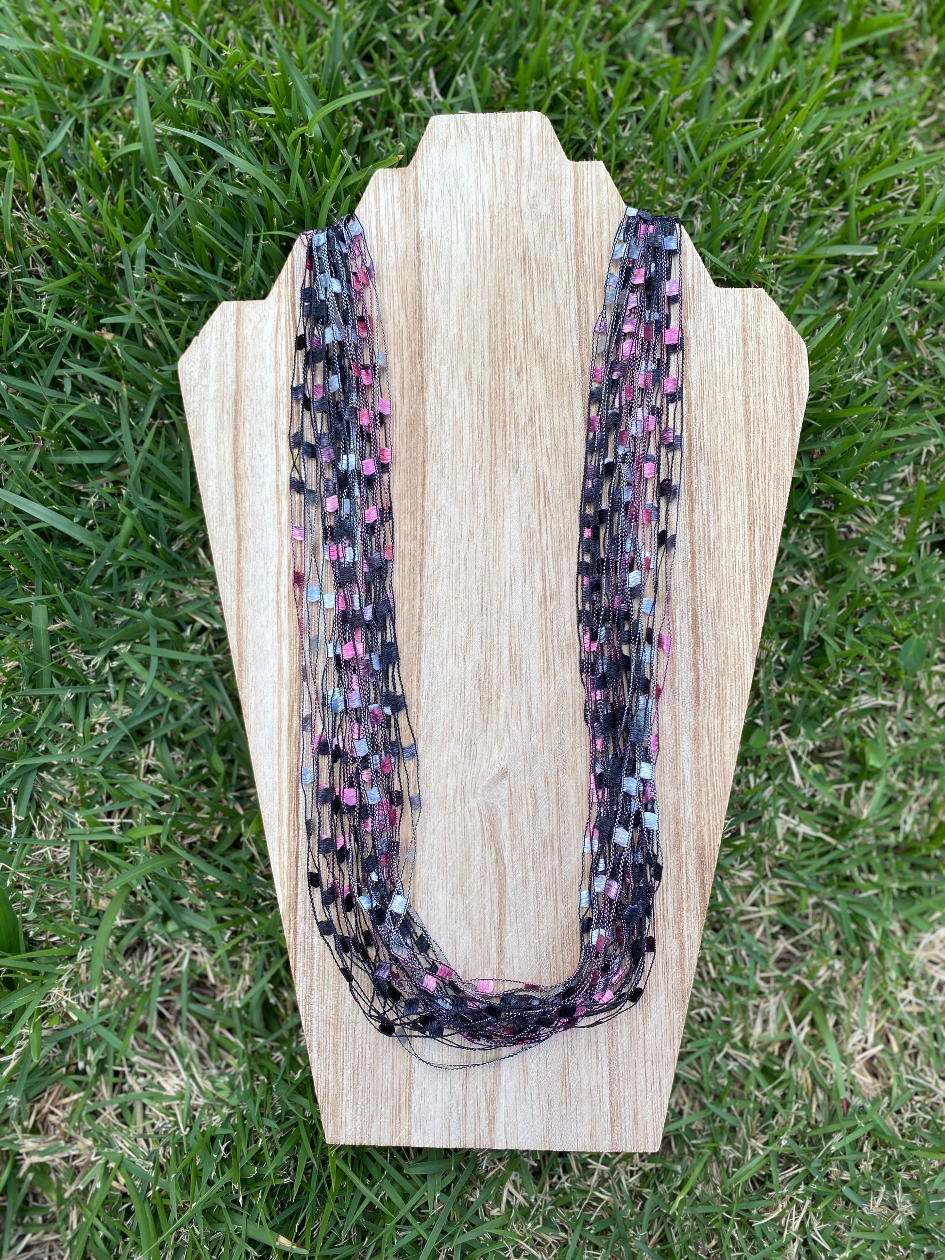 Long fabric necklace