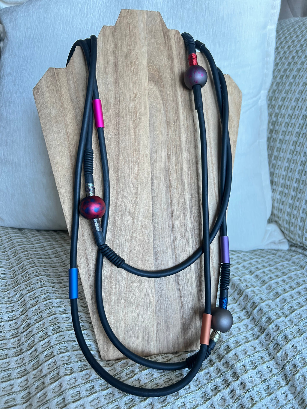 Retro Black Rubber Necklace