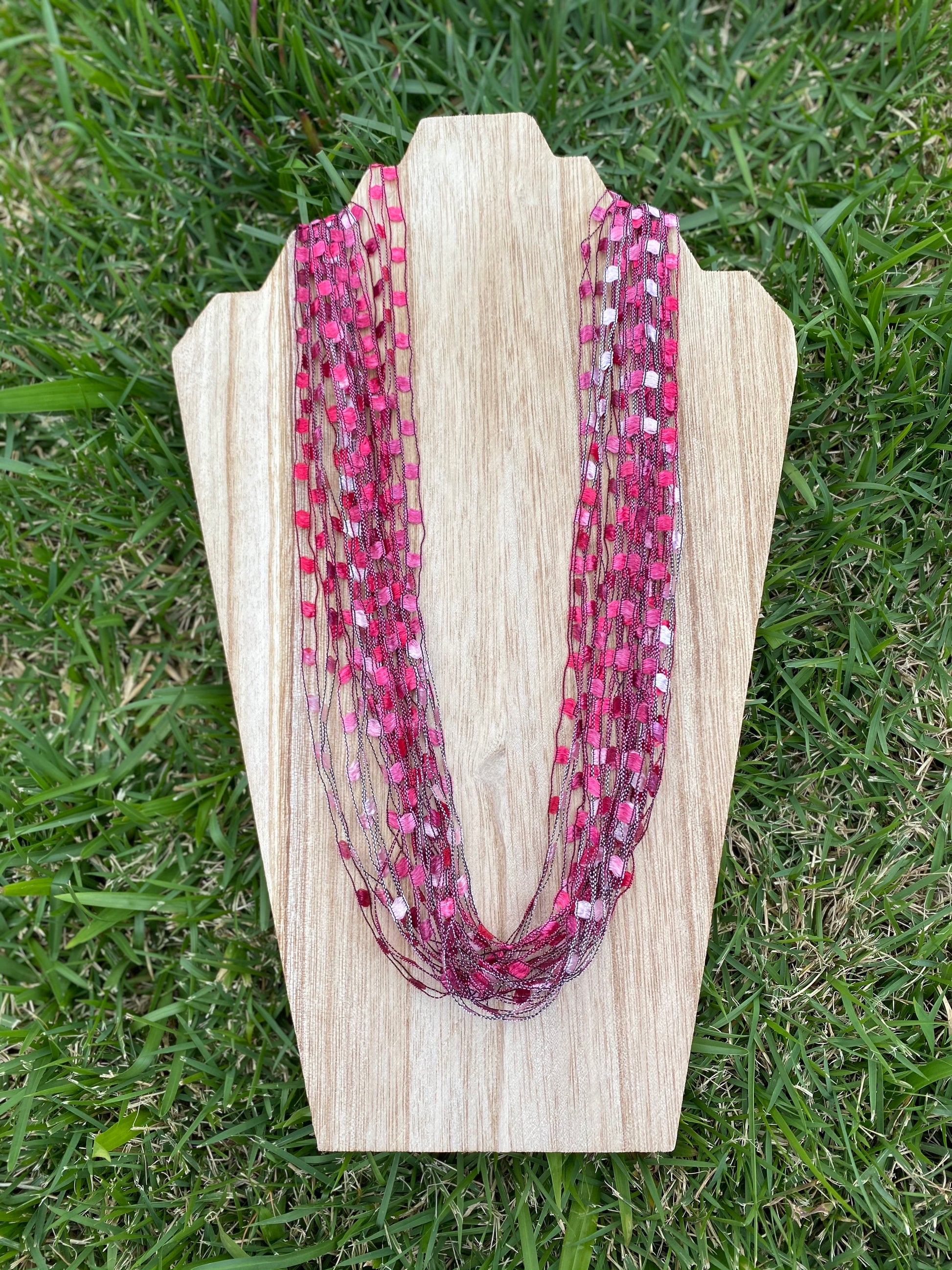 Long fabric necklace